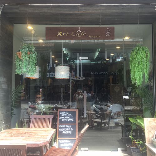 outside at June's Art Cafe in Koh Samui
