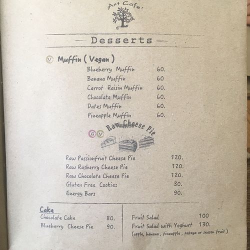 desserts menu at June's Art Cafe in Koh Samui