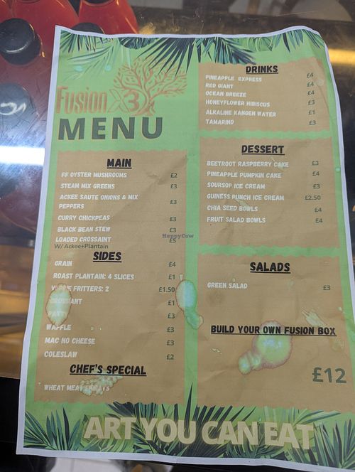 Menu on 4th September 2025 at Fusionx3 in London