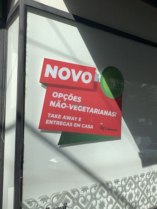 The place is proud to advertise that they now have non-veggie dishes. Alright: I am taking my money elsewhere! at Cultura Dos Sabores in Porto