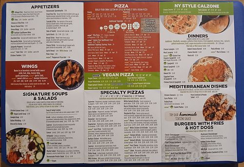 See vegan pizza menu in the center, plus multiple other vegan options throughout the menu. at Local Pizza Co. in St Petersburg