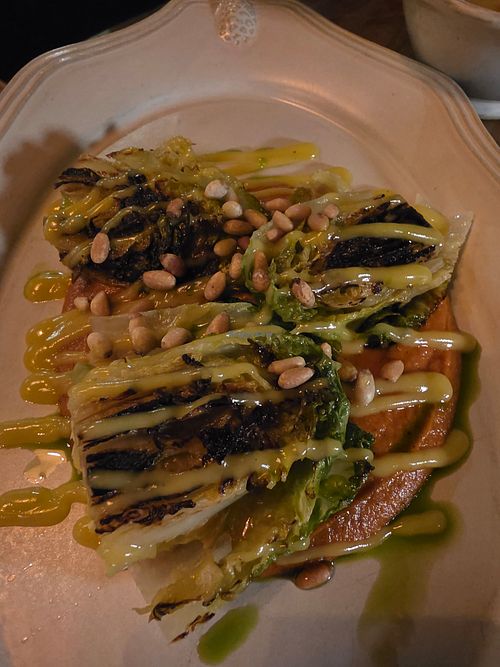 Grilled lettuce with Romesco sauce at Sem Porta in Setúbal
