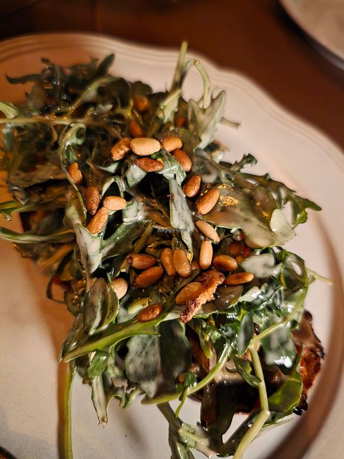 Mushroom and rucola bruschetta at Sem Porta in Setúbal