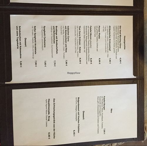 Menu card (2/2) at Selly's Vegan Bar in Passau