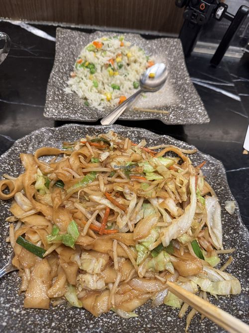 Veggie chow mein and veggie fried rice w/o egg  at Shang Artisan Noodle in Las Vegas