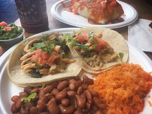 Poblano veggie taco combo at Taqueria Cruz in Kihei