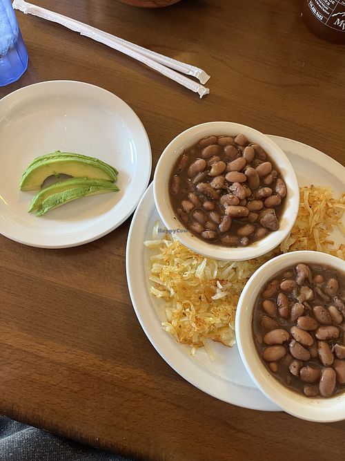 Avocado, hash browns, and beans  at Boogies Restaurant in Del Norte