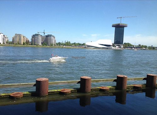 Views from the rear of Amsterdam Noord at Bagels & Beans - IJDok in Amsterdam