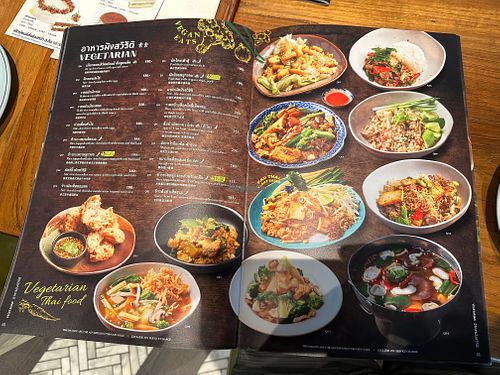 Vegetarian menu page at KubKao' KubPla in Krung Thep Maha Nakhon