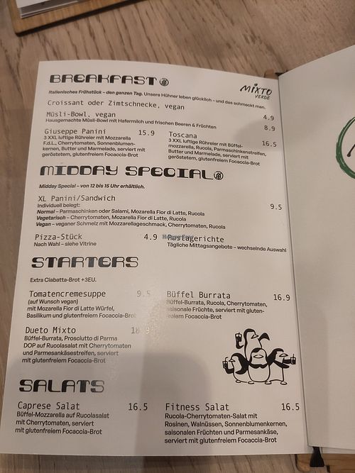 Menu at Mixto Verde Pizzeria Cafe in Bayern
