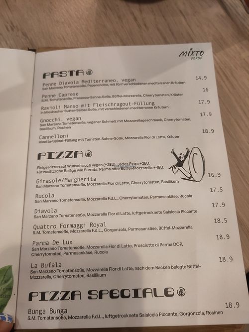 Menu at Mixto Verde Pizzeria Cafe in Bayern