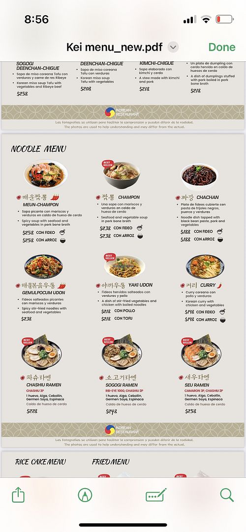 Ask for other options  at Kei Korean Restaurant in Chiapas