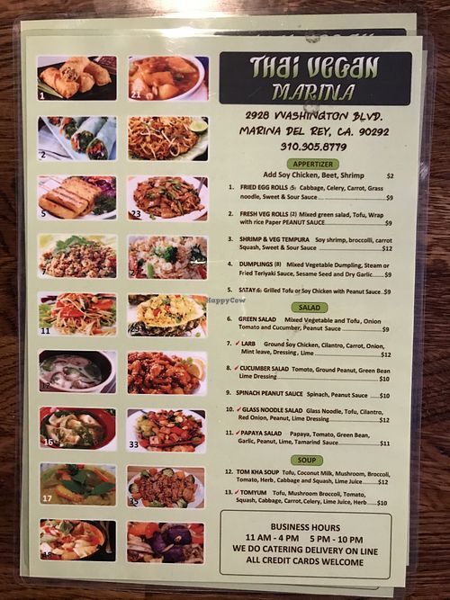 Menu October 2020 at Thai Vegan - Marina in Marina Del Rey
