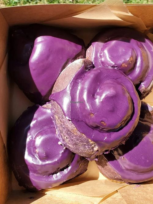 Vegan Ube Cinnamon Roll  at Nika's Mad Sweets in Stockton