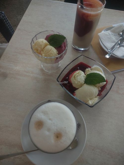 KiBa and latte macciato with oat milk at Orangery Schwerin in Schwerin