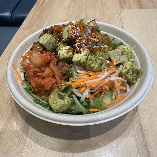 Bibimbowl with double Cilantro-Lime Tofu  at Mad Radish - Wicksteed Ave in Toronto