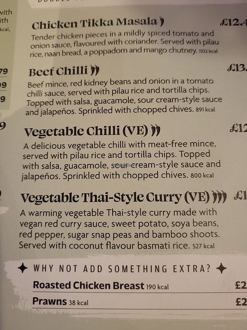 Vegan options (VE) at The Haywain in Gloucester