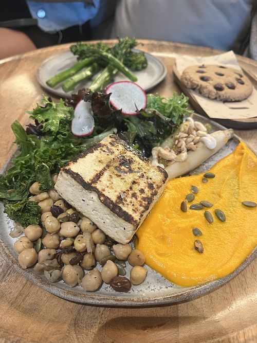Tofu, chickpea kale, carrots  at NU real food in Miami