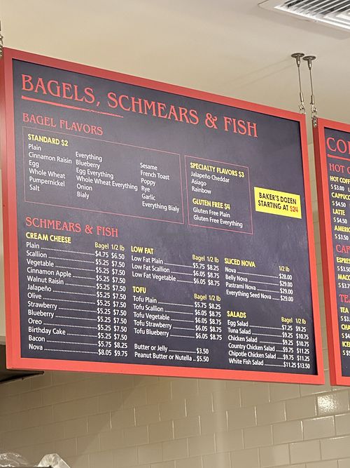 5 tofu cream cheese options  at Utopia Bagels in New York