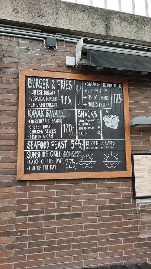 Menu at Kayak Bar in Copenhagen