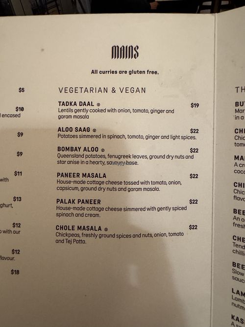 Vege and vegan options   at Leela in Noosa Heads