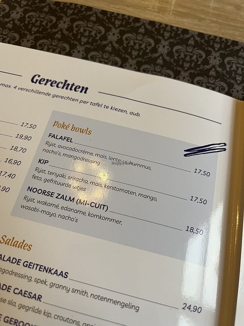 Menu  at Kasteel Rivierenhof in Vlaanderen