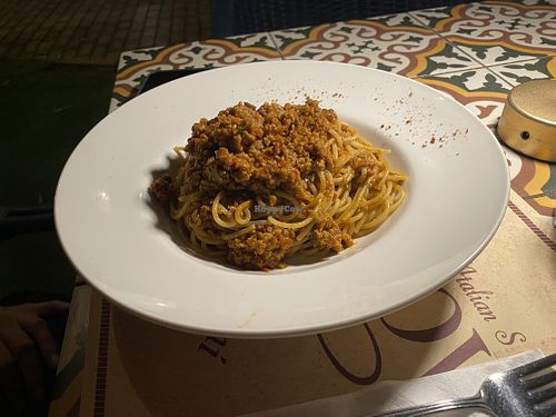 Vegan spaghetti bolognesee  at Casanova in Vouliagmeni