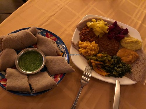 Vegan sampler at Hawwi Ethiopian in Alexandria