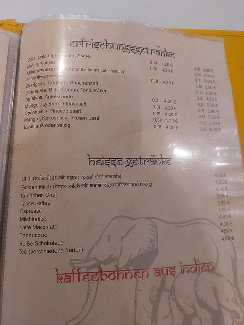 Cold and hot drinks at Curry Haus in Hessen