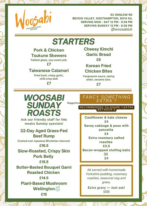 Sunday Roasts   at Woosabi in Southampton