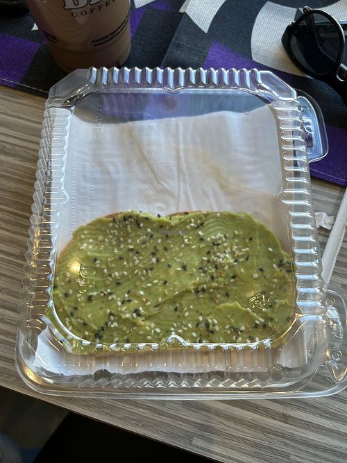 Not too happy about the huge plastic container 😕  at Beans & Brews in Nevada