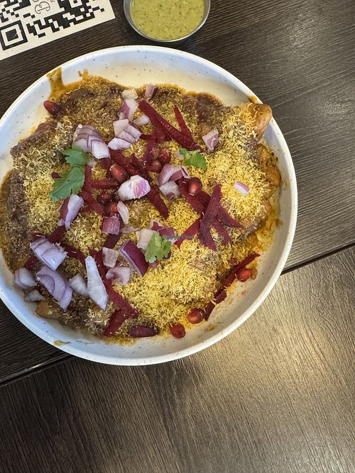 Vegan Samosa Chaat with chole   at Brar's in Mississauga
