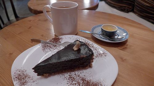 vegan chocolate cake, mmm! at Tea House in Sofia