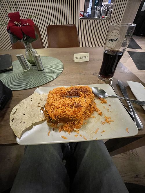 Half eaten vegan Buryani  at P.H.D Eat in Trondheim