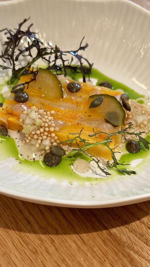 Pressed squash, with seeds, mustard condiment  at Trèfle in Lyon