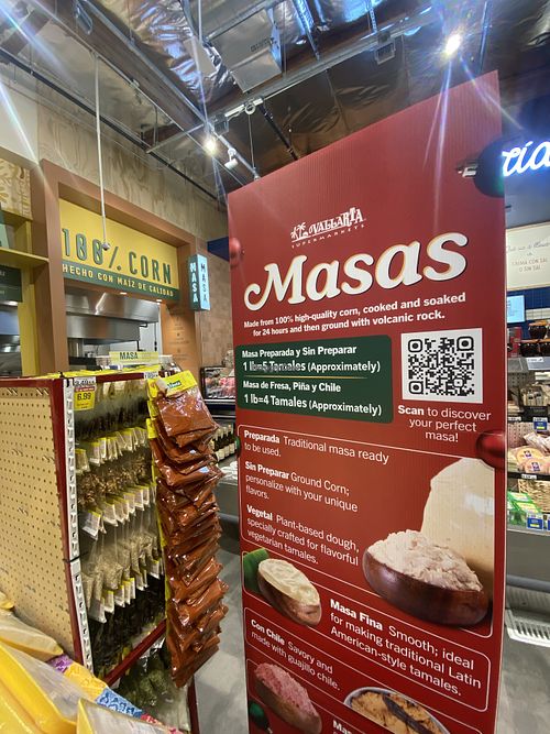 Masa Station and Fresh Tortillas- Signage Makes Recommendations to Masa Quantities ✅  at Vallarta Supermarkets in Modesto
