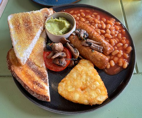The ‘veggie’ breakfast (minus the egg, sausage is vegan)  at Drift Coffee House and Kitchen - Woolacombe in Woolacombe
