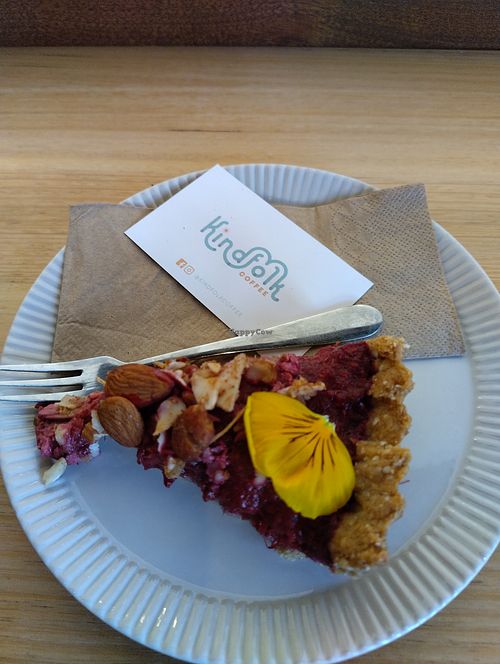 Rhubarb and raspberry pie at Kindfolk Coffee in Denmark