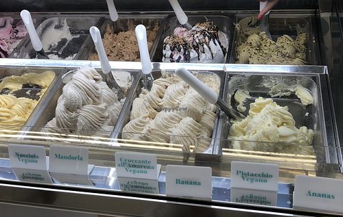 Gusti segnalati come vegani tra le creme (poi ci sono i gusti di frutta)   at Attimi - dolci e gelati in Campania