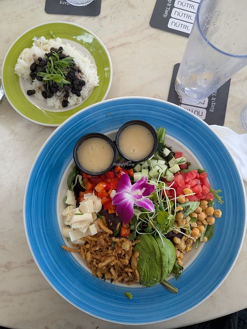 vegan cobb salad w/ black beans & rice! at Guanabanas in Jupiter