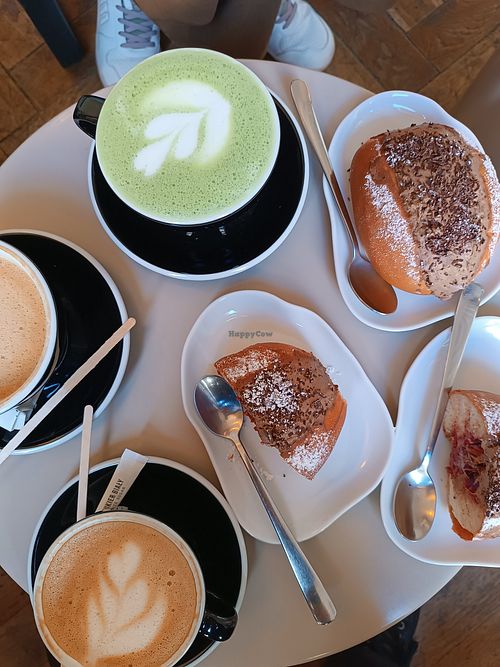 Coffee bar with a vegan "maritozzo", vegan matcha and vegan coffees at Wartka Coffeehouse in Poznan