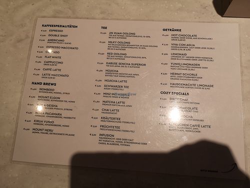 Speisekarte at Kijamii Rösterei Café in Essen