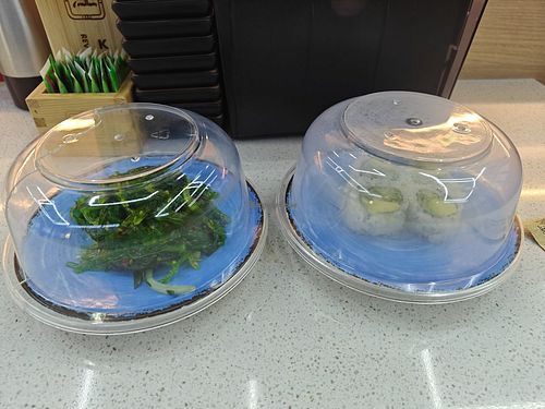 Seaweed salad and avocado sushi at Kawa Revolving Sushi in Cincinnati