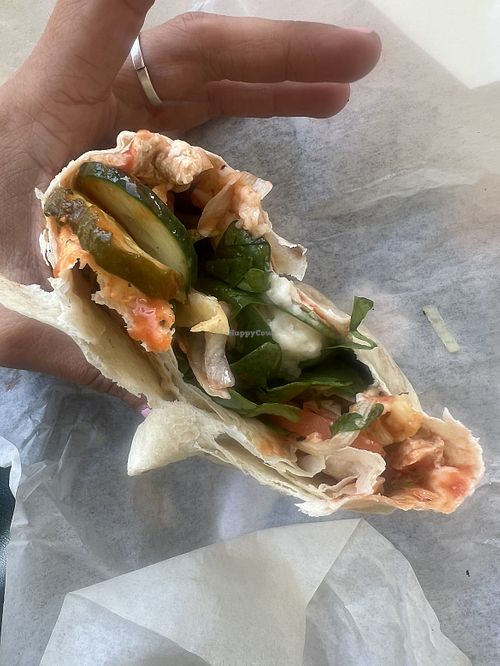 Insides of a tasty wrap  at Kalamazoo Dining Hicks Center in Kalamazoo