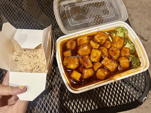 General Tao’s tofu with brown ricee  at Chinese Restaurant Empire Chen in Bethlehem