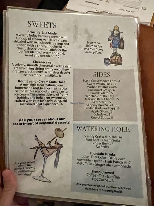 Menu part 4  at North Country Brew Pub in Slippery Rock