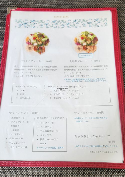 Vegan lunch plate, with two options of dressing sauce. at Naturellement in Gunma
