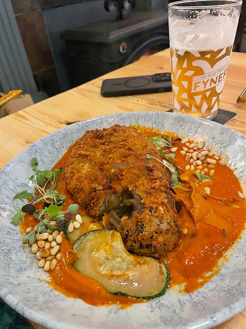 Aubergine steak (whole aubergine) at The Oystercatcher Inn in Scotland