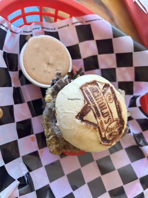Lions mane mushroom sandwich with BBQ sauce   at Harold's Diner Soda Fountain & Farmacy in Eureka Springs