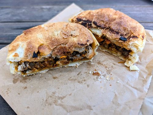 Lentil and vegetable pie (vegan). 8 February 2026. at Maldon Bakery in Maldon